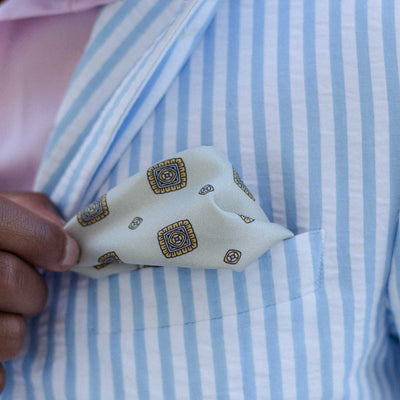 Light Grey Silk Pocket Square from Italy