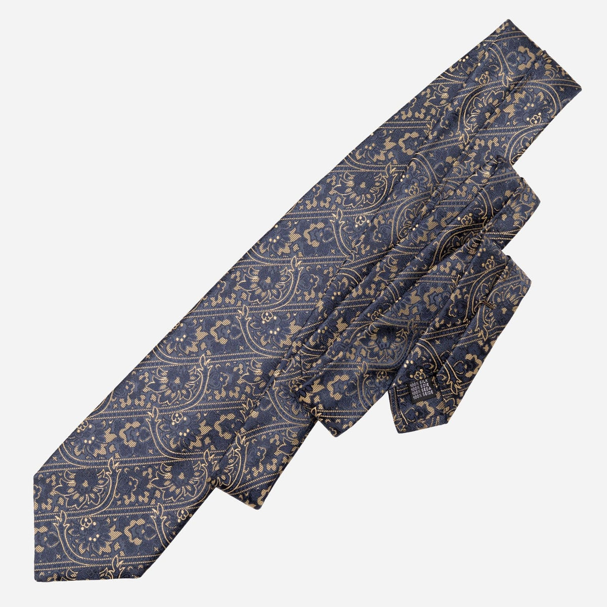 Handmade Italian Blue Floral Silk Tie