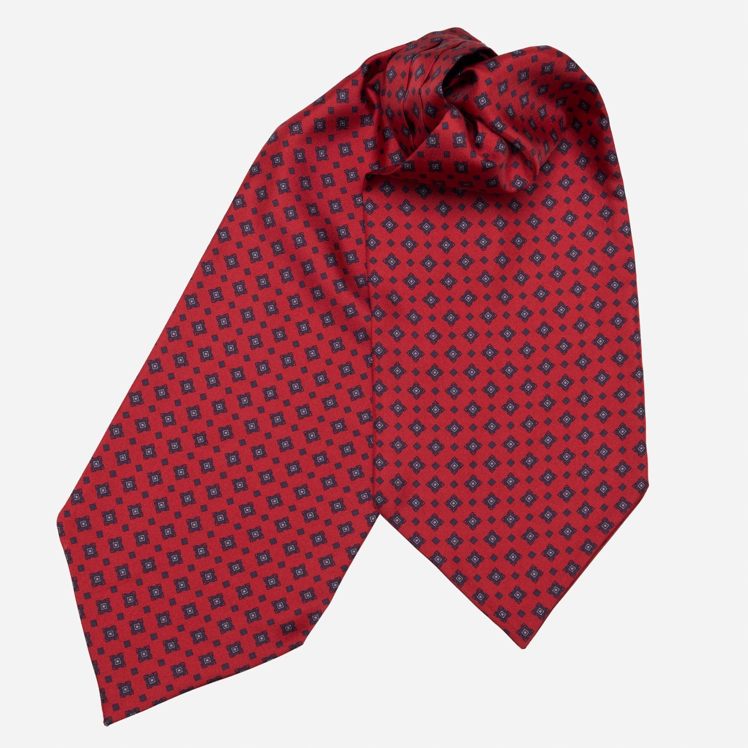 Dark Red Italian Silk Ascot Tie Day Cravat