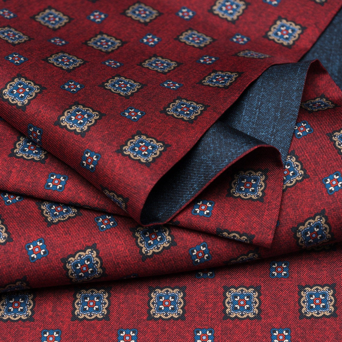 Dark Red Italian Designer Silk Scarf