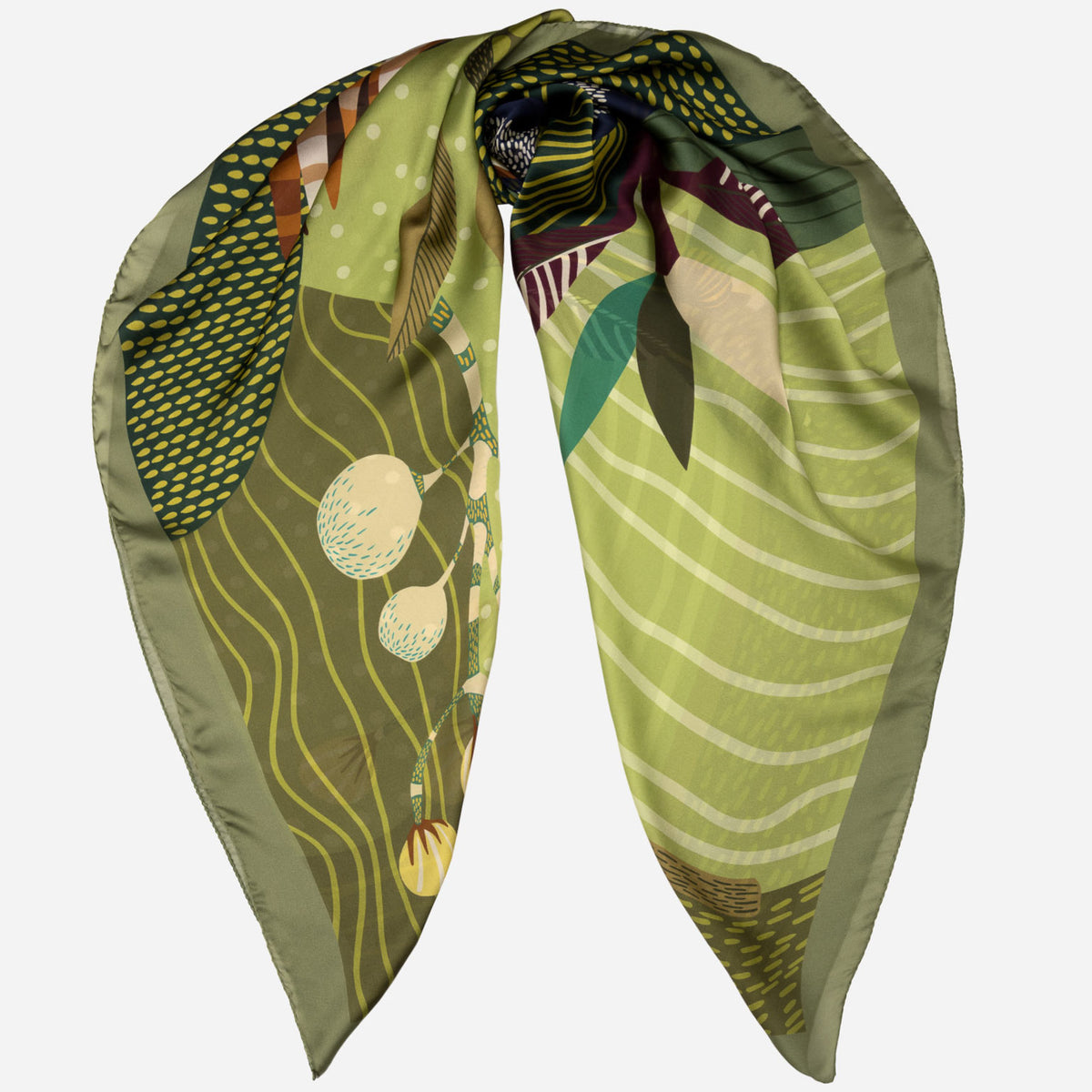 Sandra - Large Silk Scarf - Green