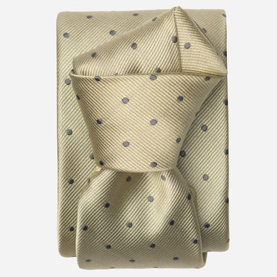 Ecru Lime Italian Silk Tie - Polka Dots