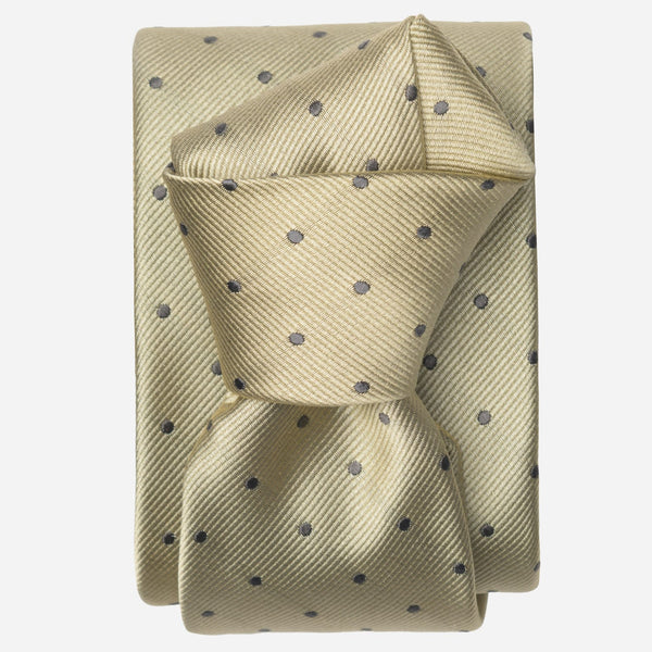 Ecru Lime Italian Silk Tie - Polka Dots