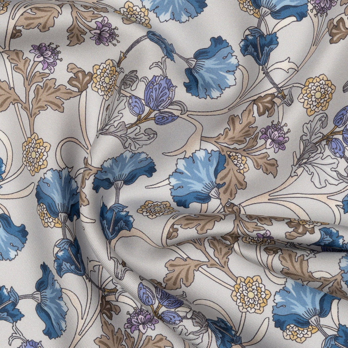Blue Floral Silk Pocket Square