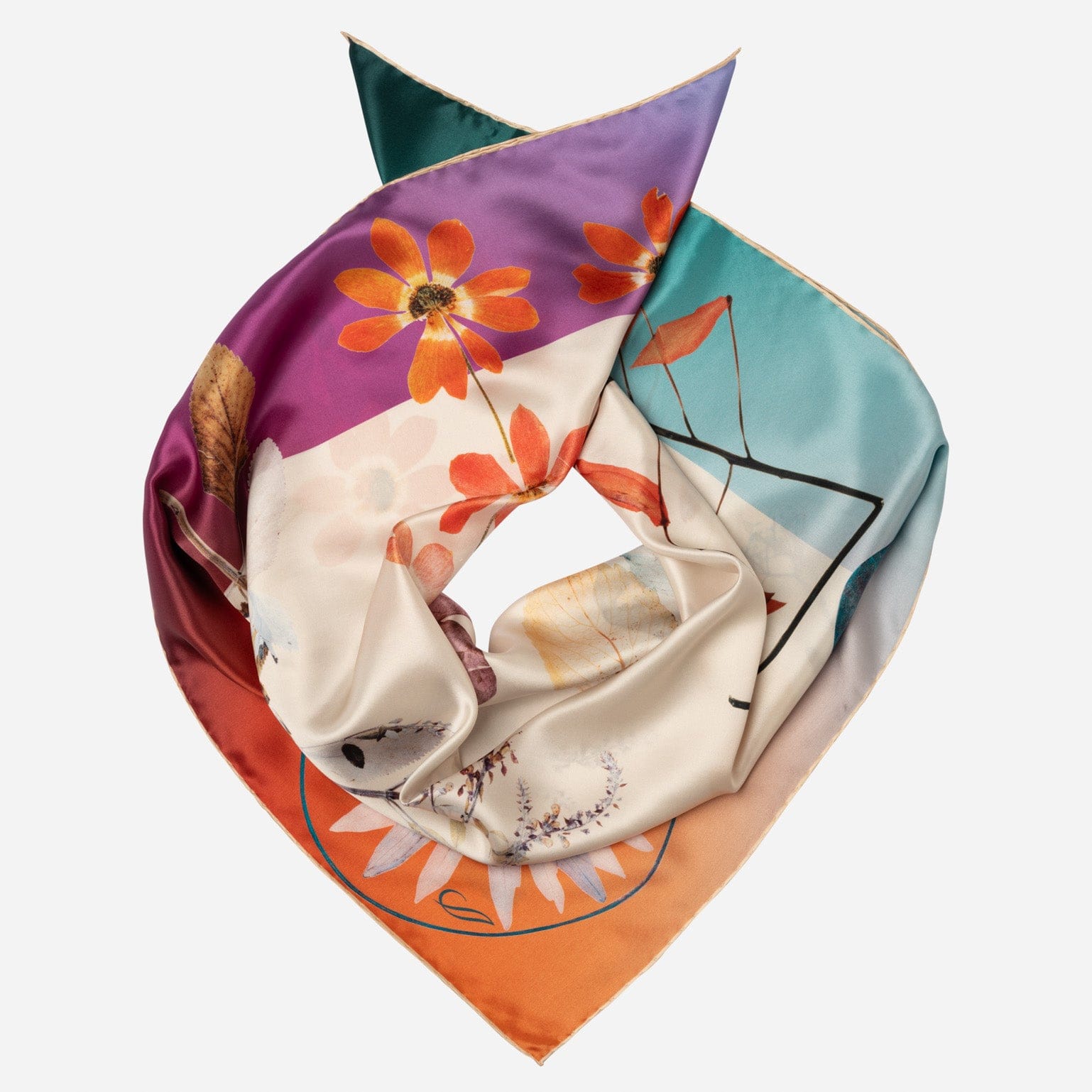 Foulard En Soie Orange - Roulé Main - Écharpe Légère - Occasion