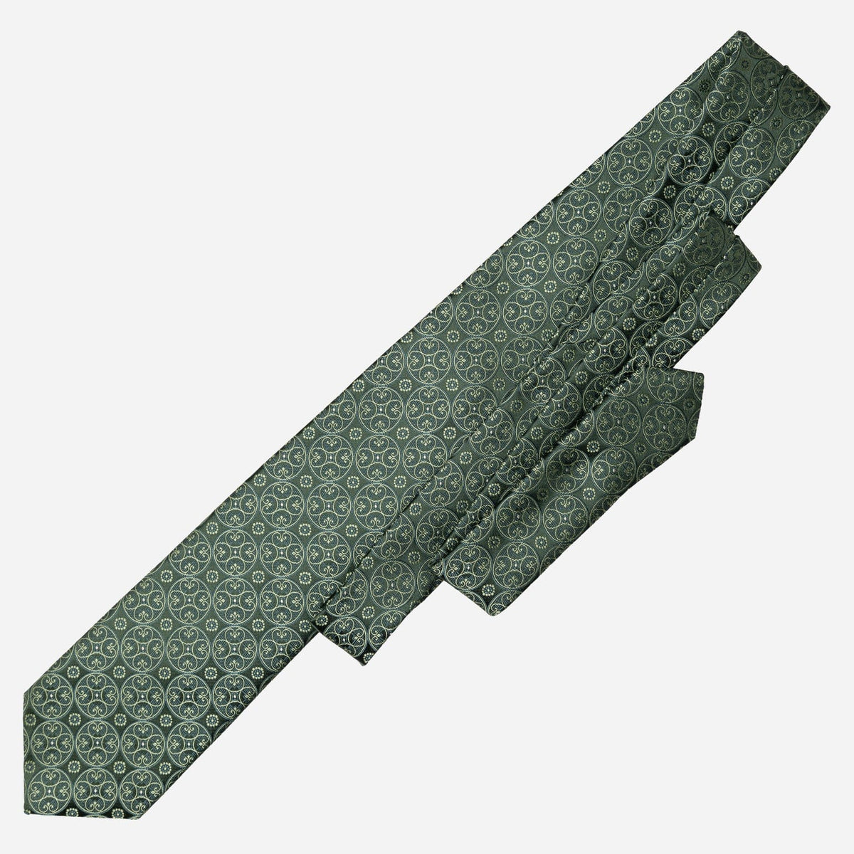 Solid Green Floral Designer Silk Tie