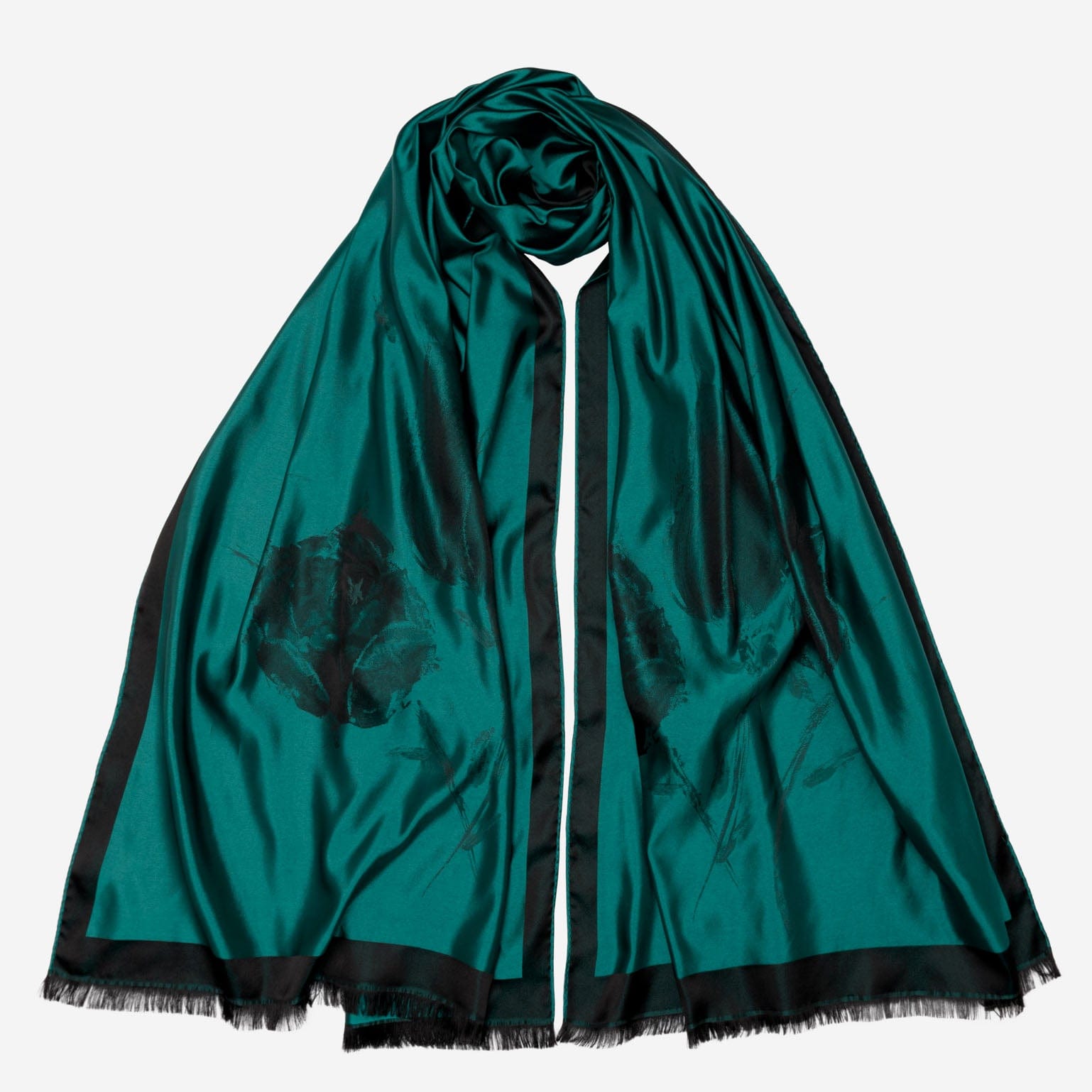 Emerald Green Italian Silk Satin Shawl