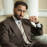 Beige Striped Handmade Italian Silk Tie