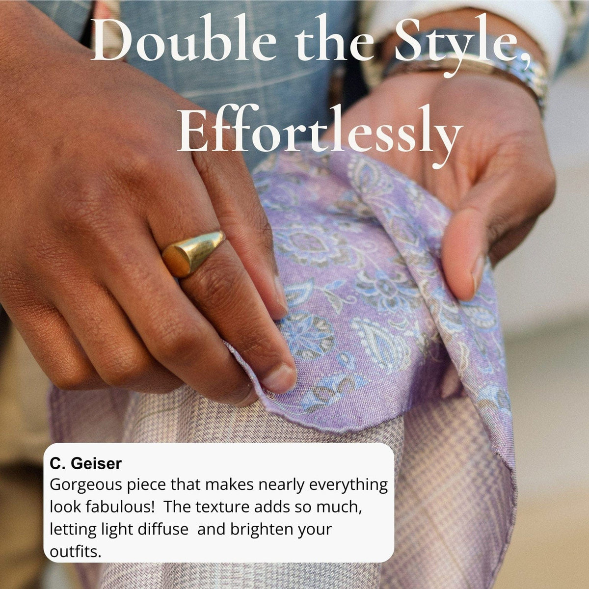Large luxury hand-rolled double sided pocket square