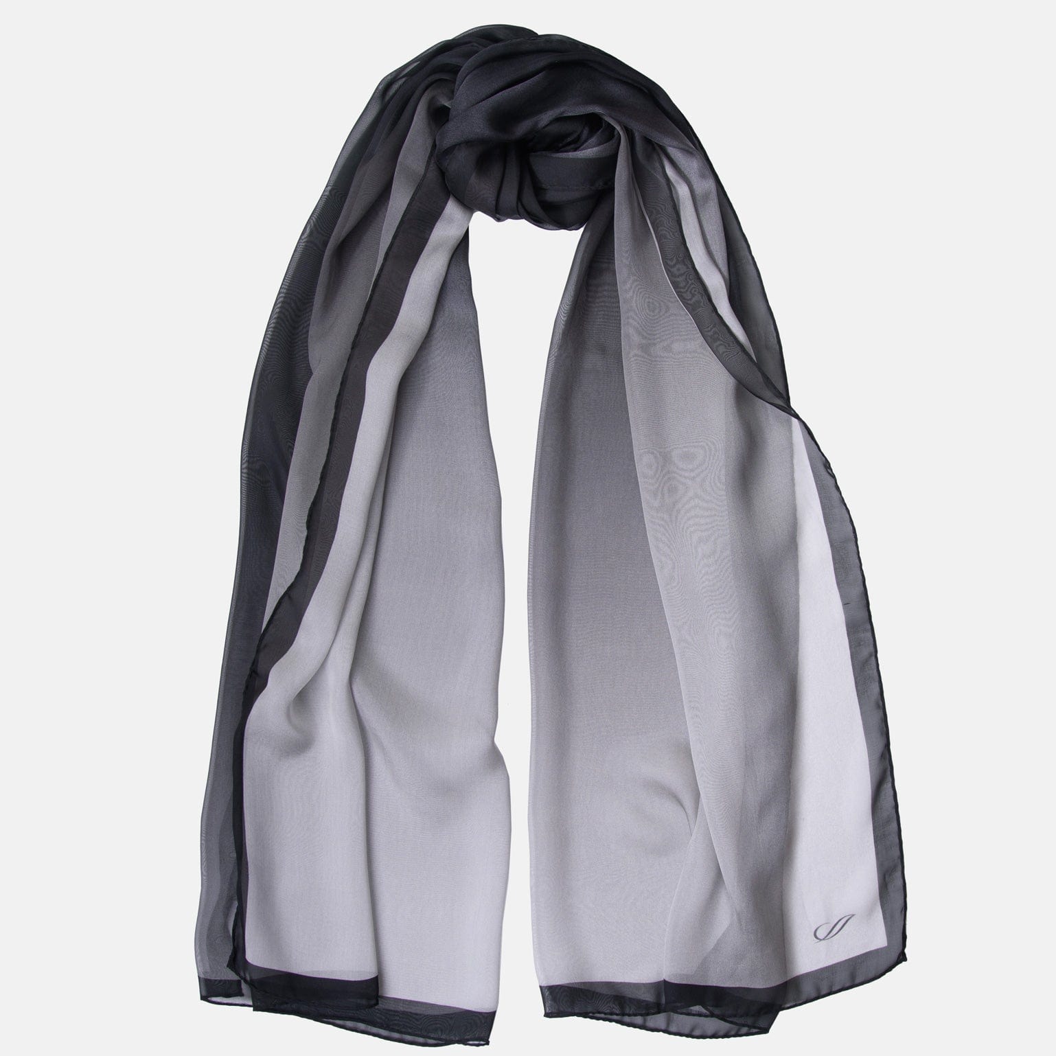 Elegant black and grey Italian silk shawl wrap for dresses