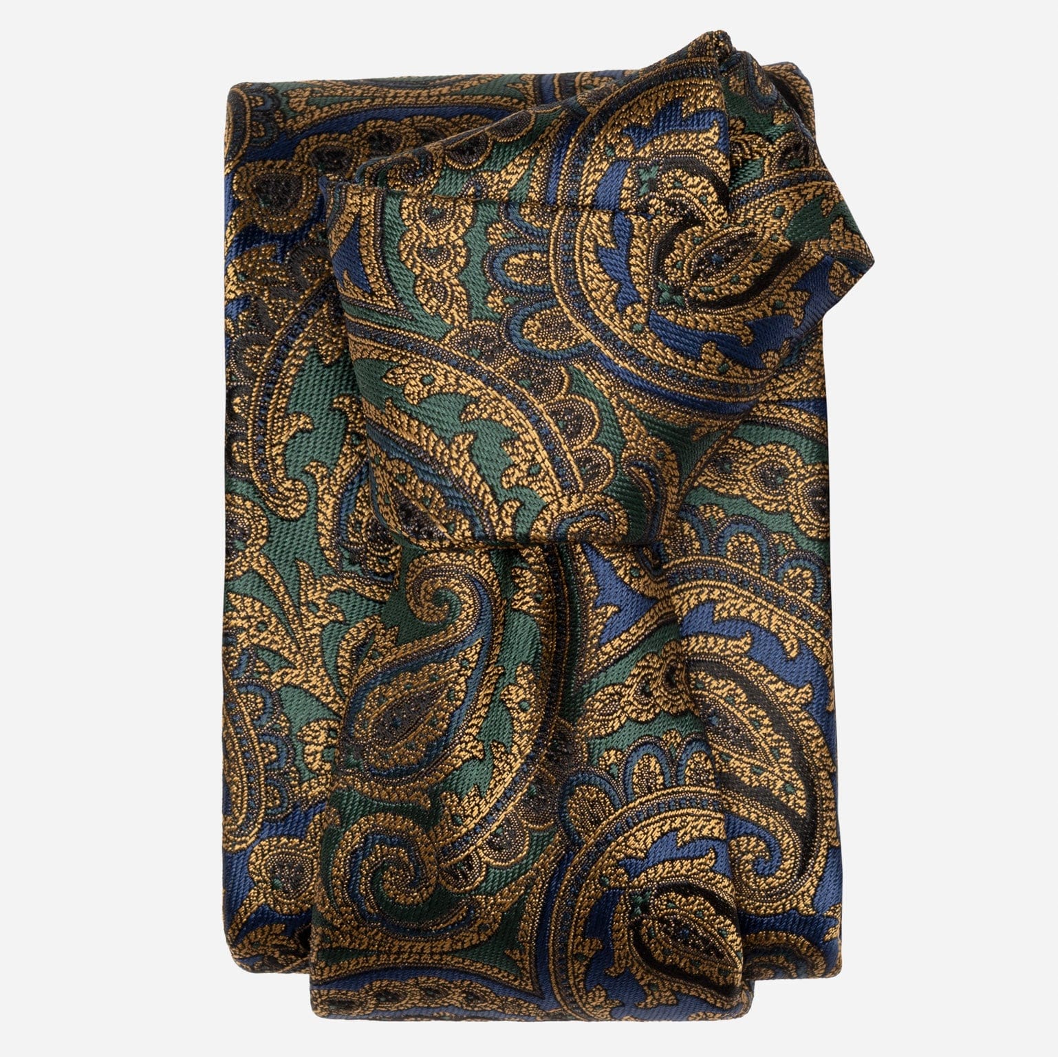 Men's Emerald and Sapphire Paisley Silk Tie