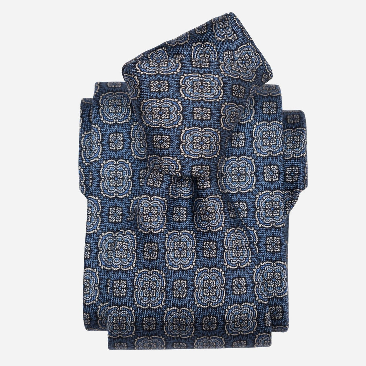 Luxury handmade blue Italian silk necktie