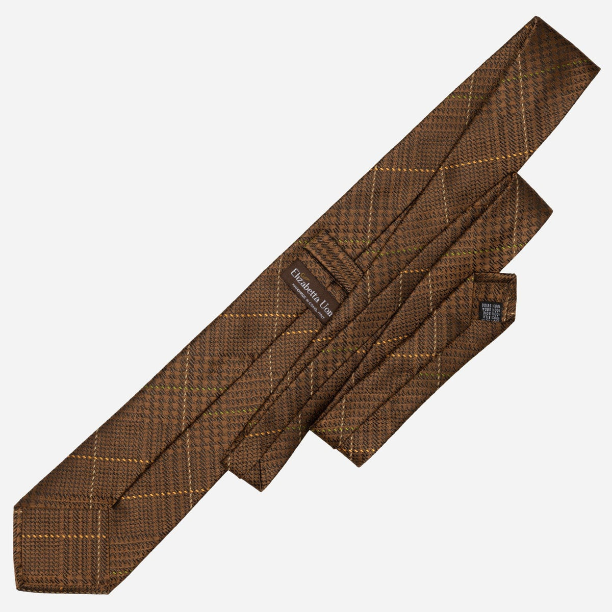 Italian Plaid Brown Handmade Silk Tie