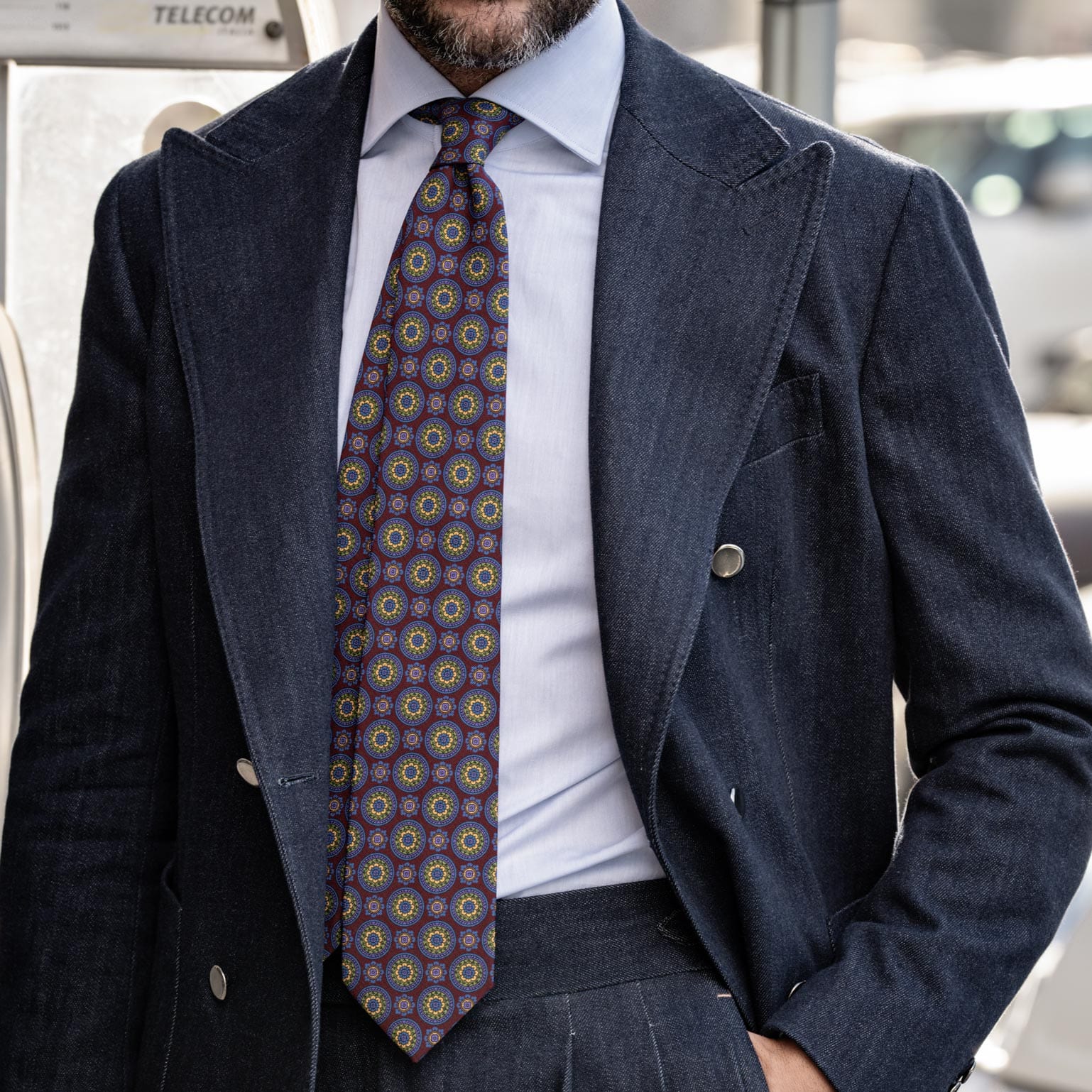 Burgundy Handmade Italian Silk and Wool Tie