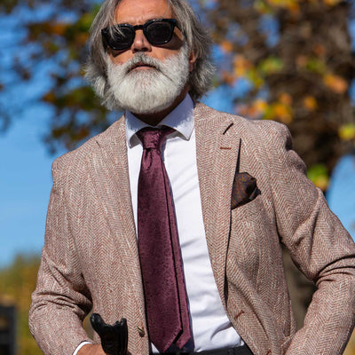 Solid Burgundy Floral Designer Silk Tie