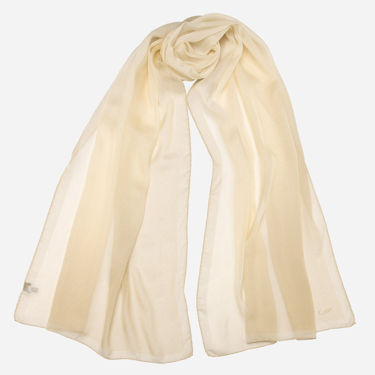 Beige Large Sheer Silk Wrap Shawl