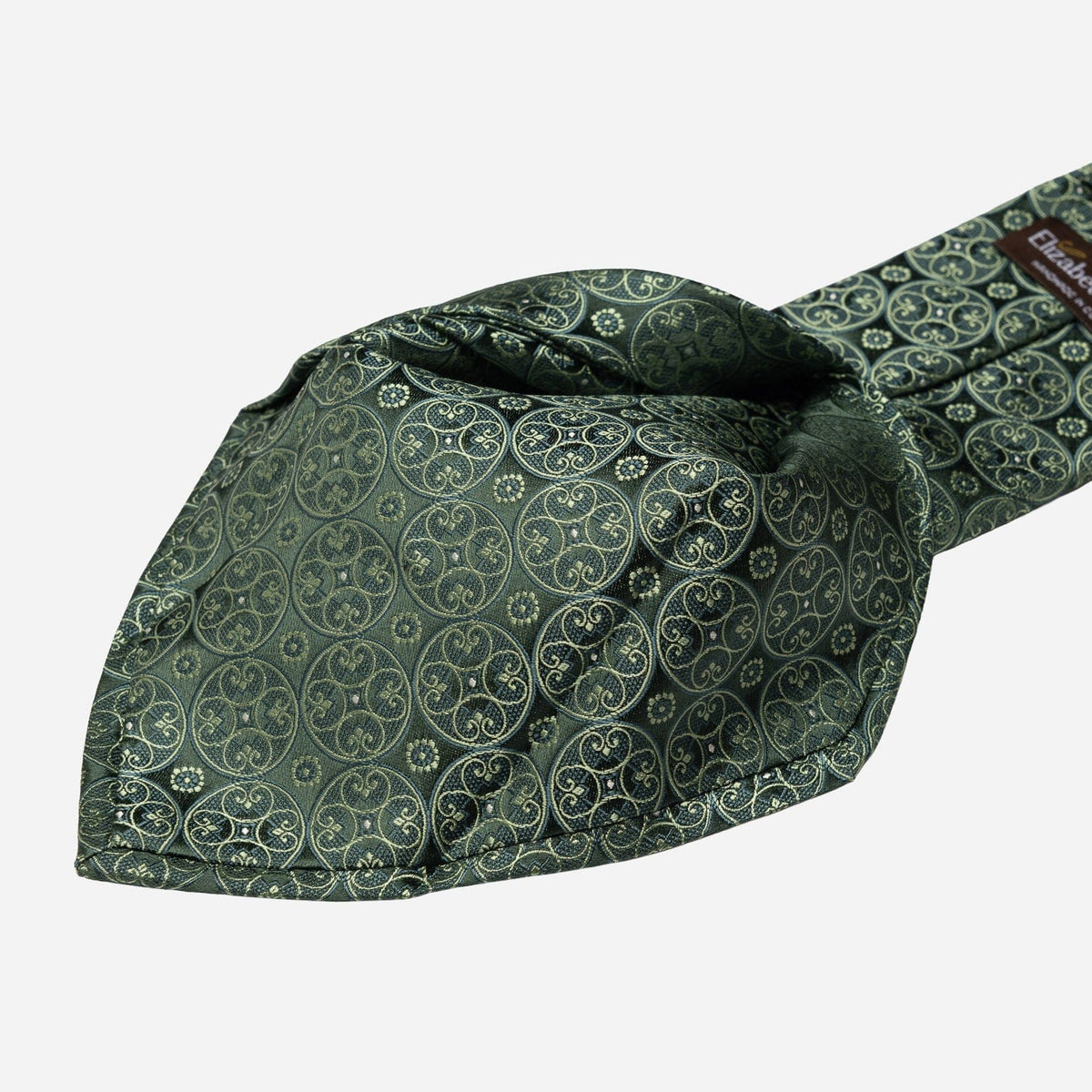Solid Green Floral Designer Silk Tie