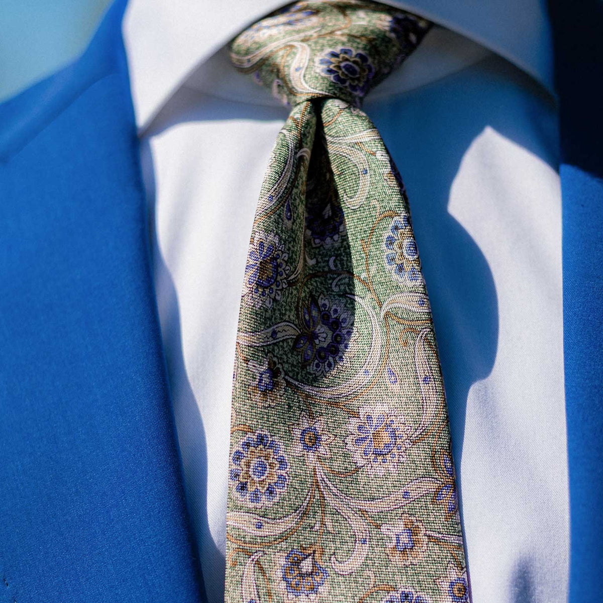 Men's green floral Italian designer tie