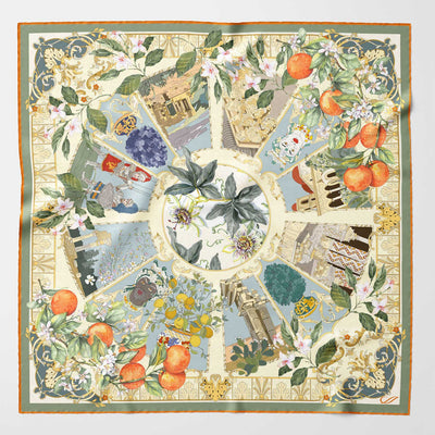 Luxury Italian silk collector's art scarf - Sicily