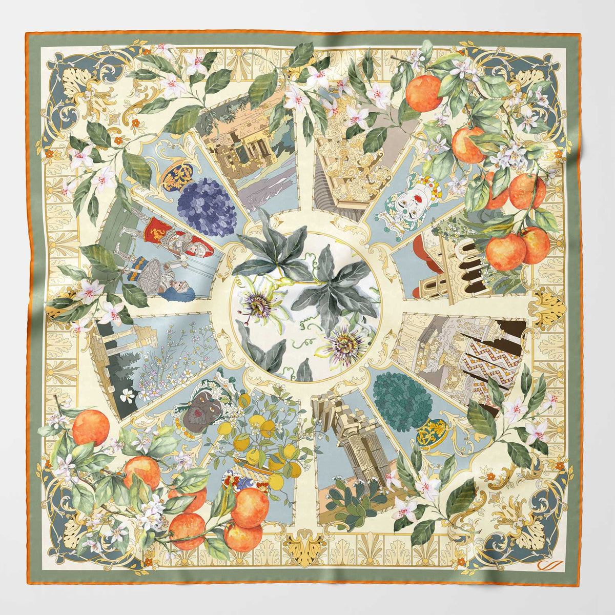 Luxury Italian silk collector&#39;s art scarf - Sicily
