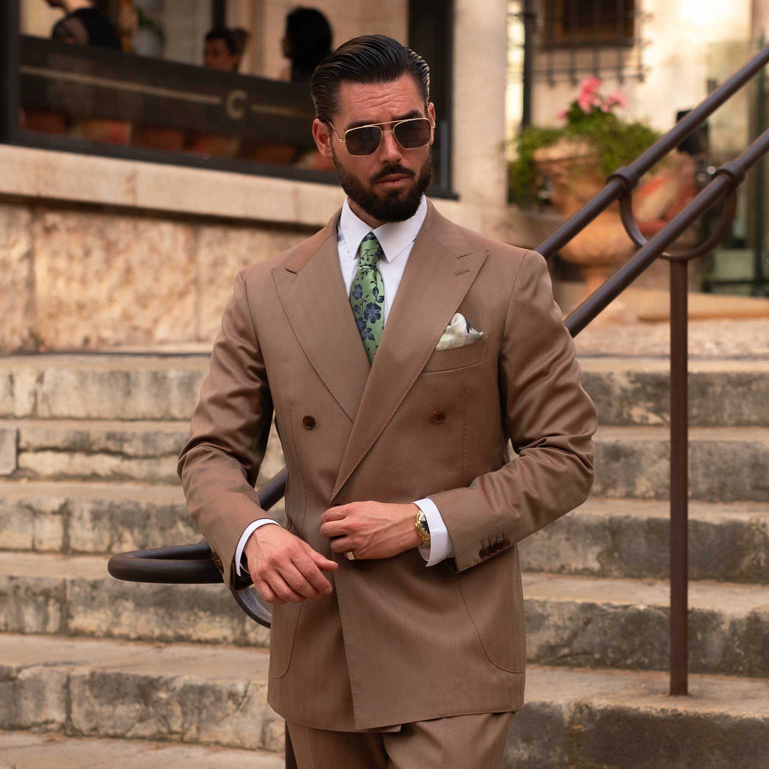 Green Floral Italian Silk Jacquard Tie