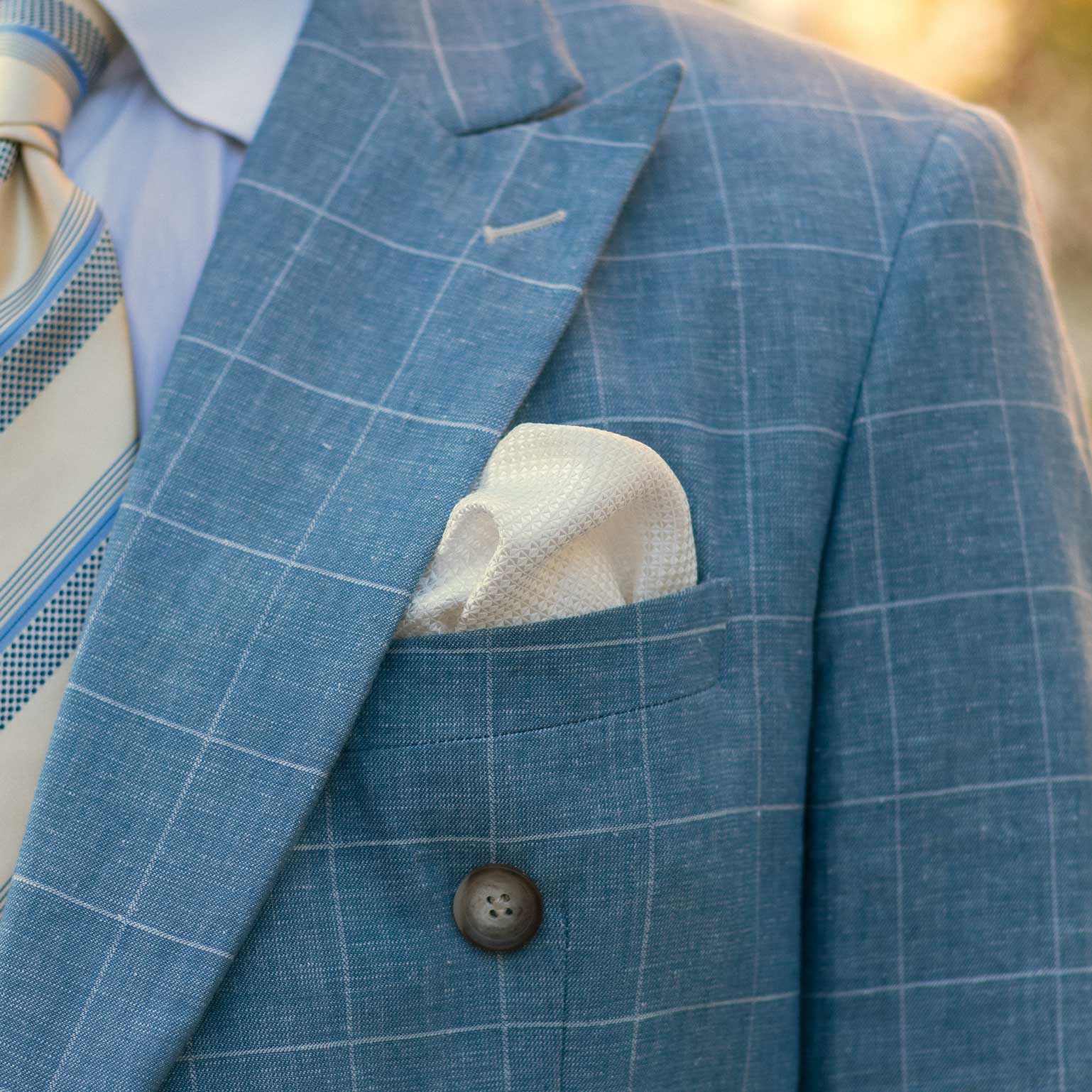 Luxury Italian White Silk Pocket Square