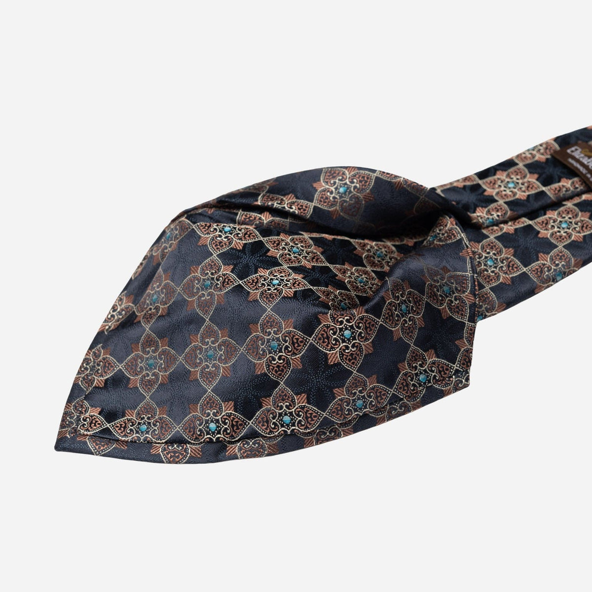 Handmade Navy and Copper Rose Silk Tie