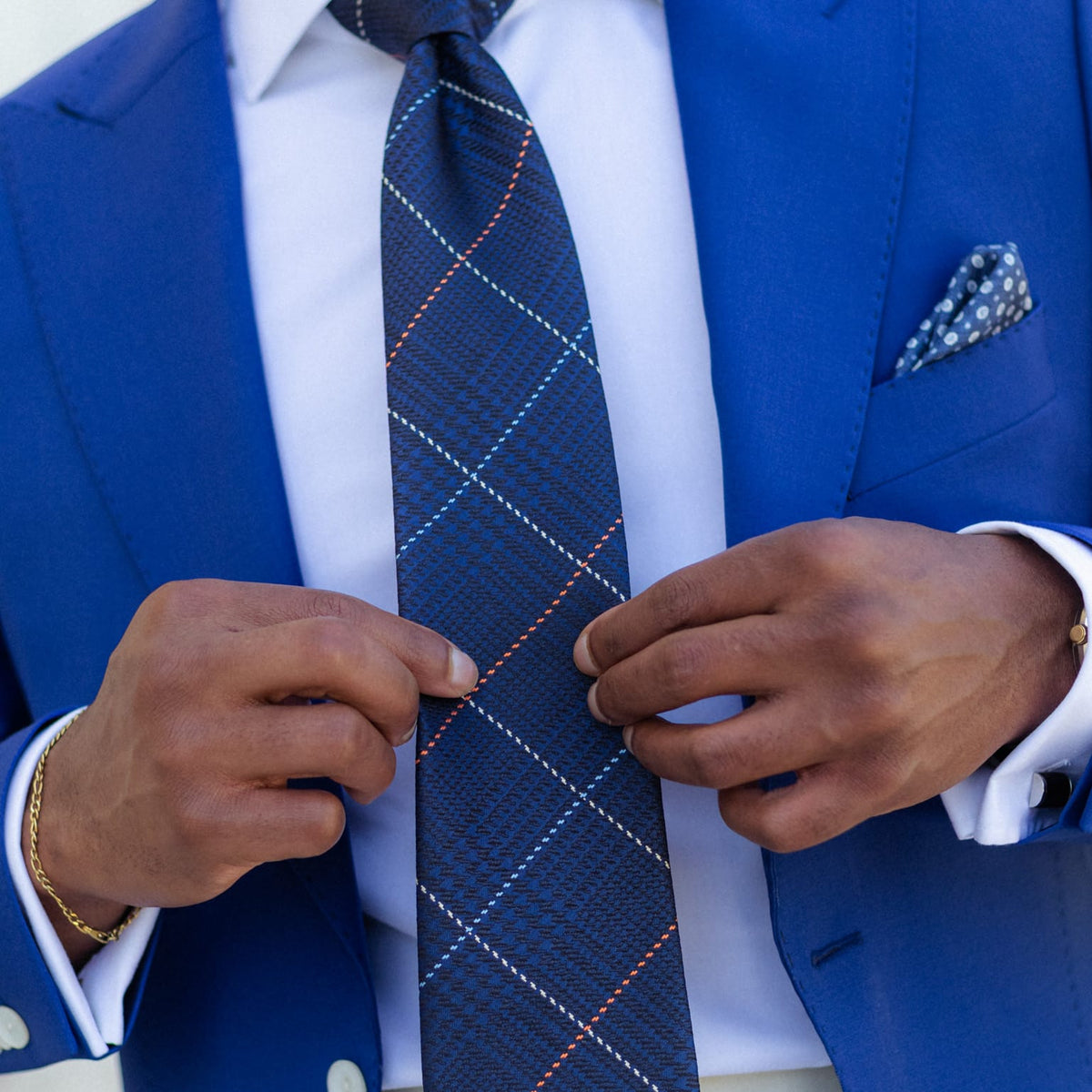 Navy Prince of Wales Designer Silk Tie