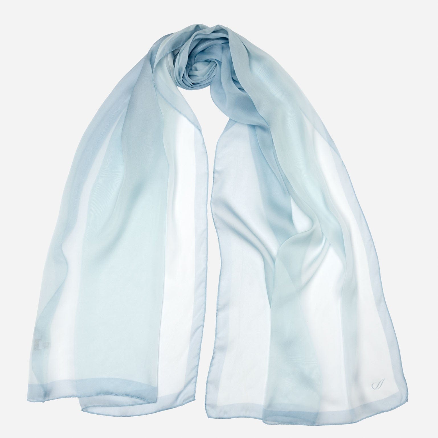 Luxury dusty blue sheer silk evening scarf