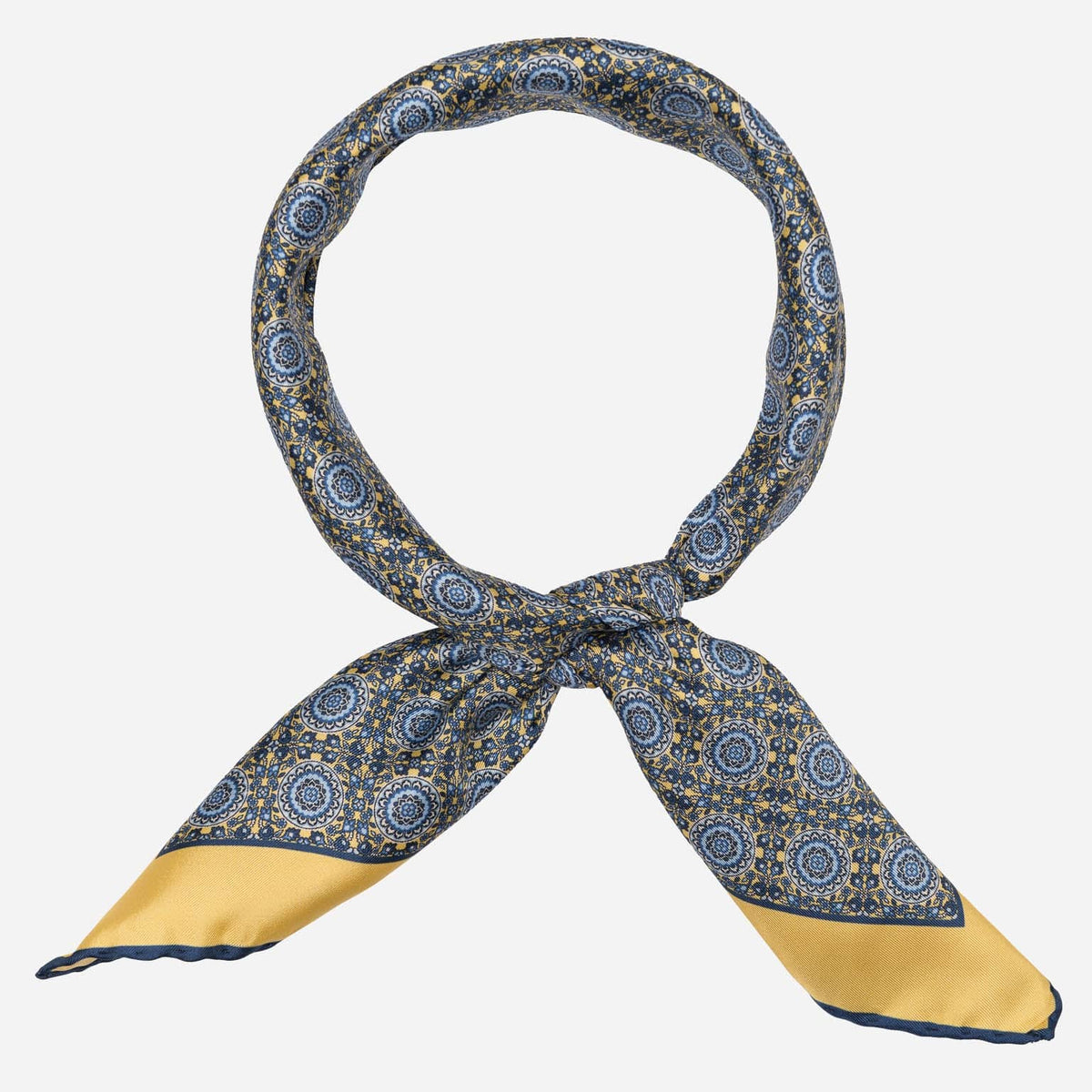 Italian Yellow Men&#39;s Large Silk Bandana Neckerchief Scarf