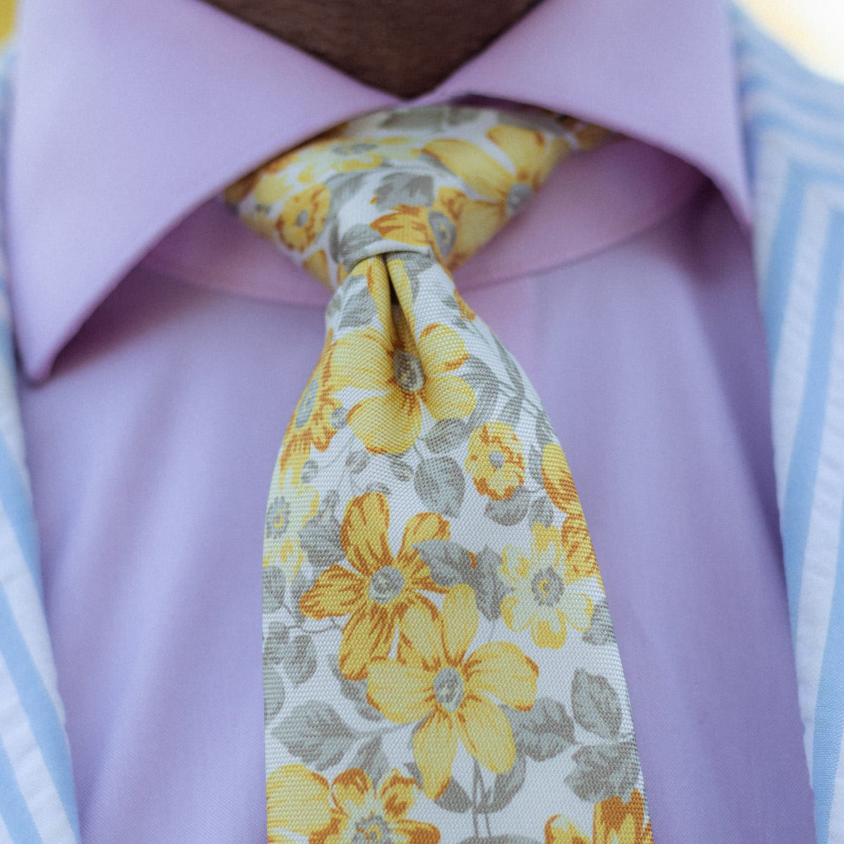 Yellow Floral Handmade Italian Silk Tie