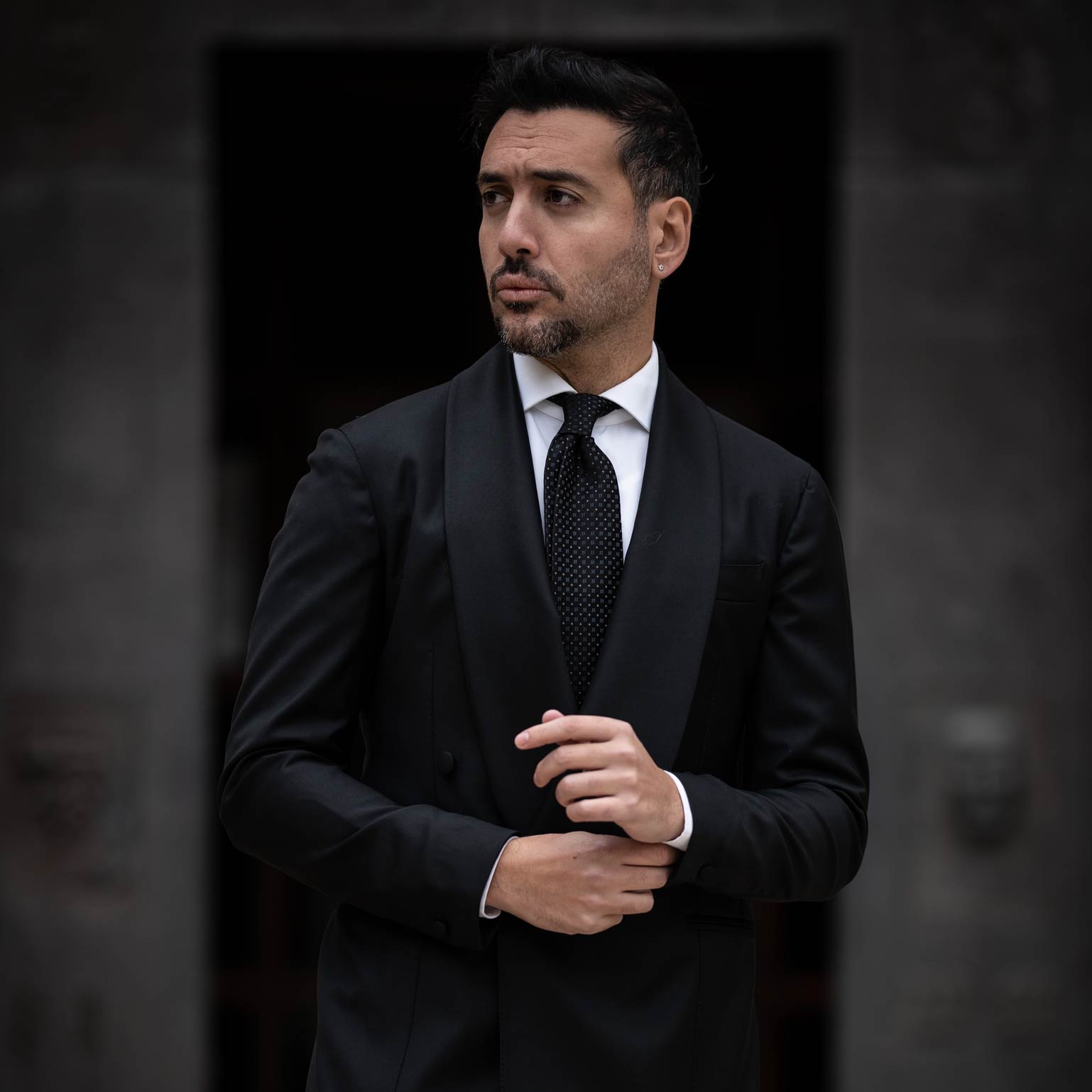 Black Formal Silk Jacquard Tie - Made in Italy