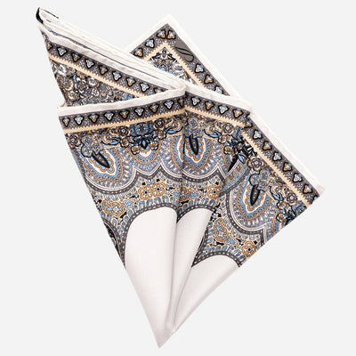 Blue & Brown Silk Italian Pocket Square