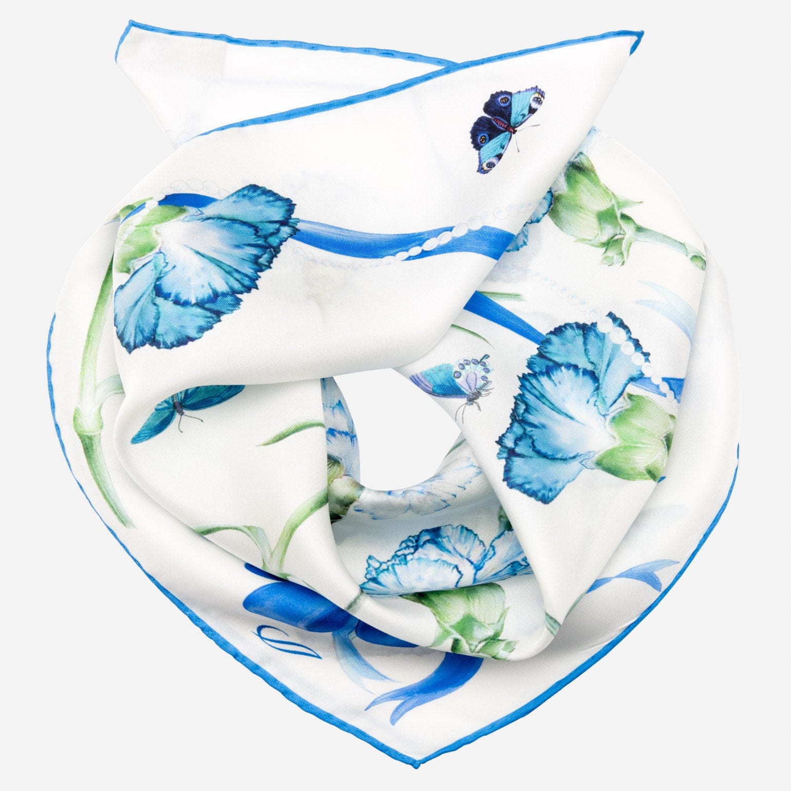 Women's Blue Carnation Silk Bandana