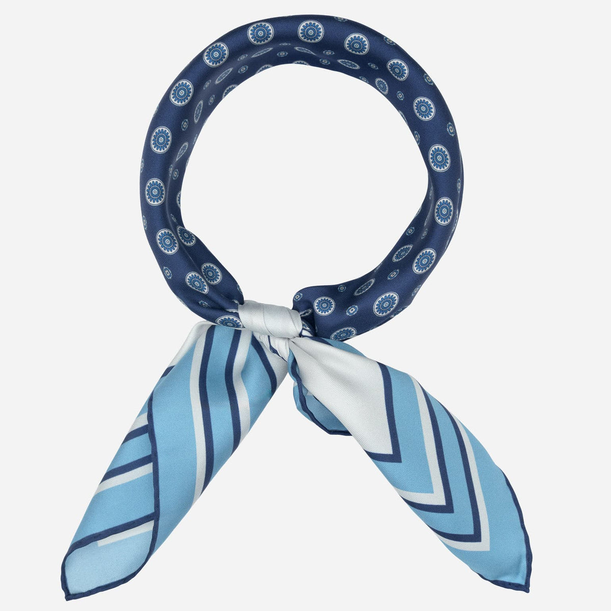 Blue Italian Designer Silk Neckerchief