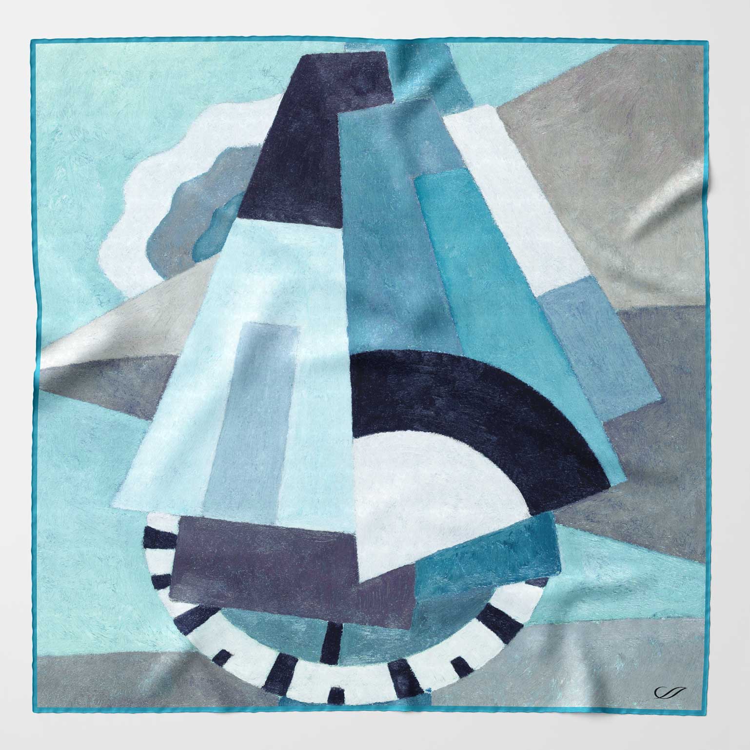 Blue Painting Silk Pocket Square