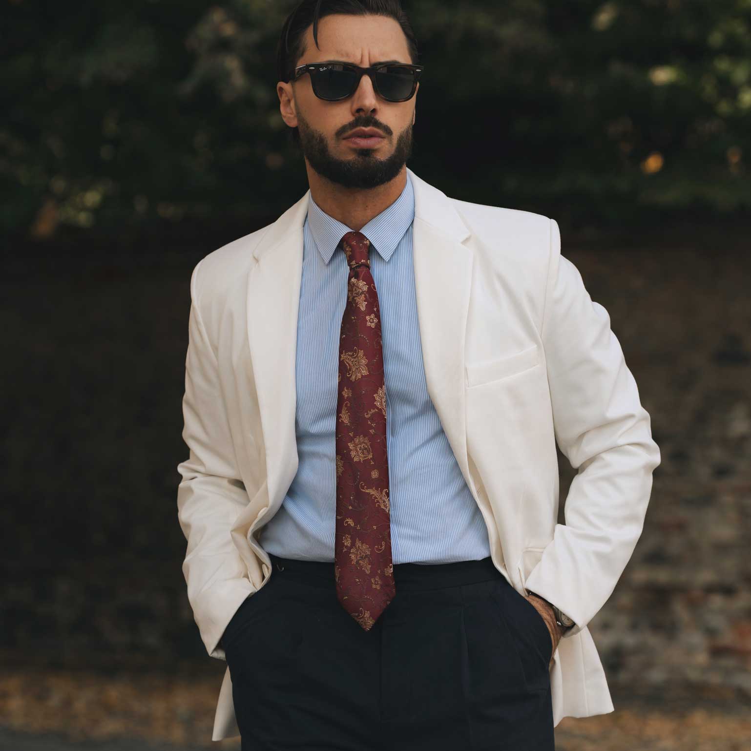 Italian Burgundy Floral Silk Tie
