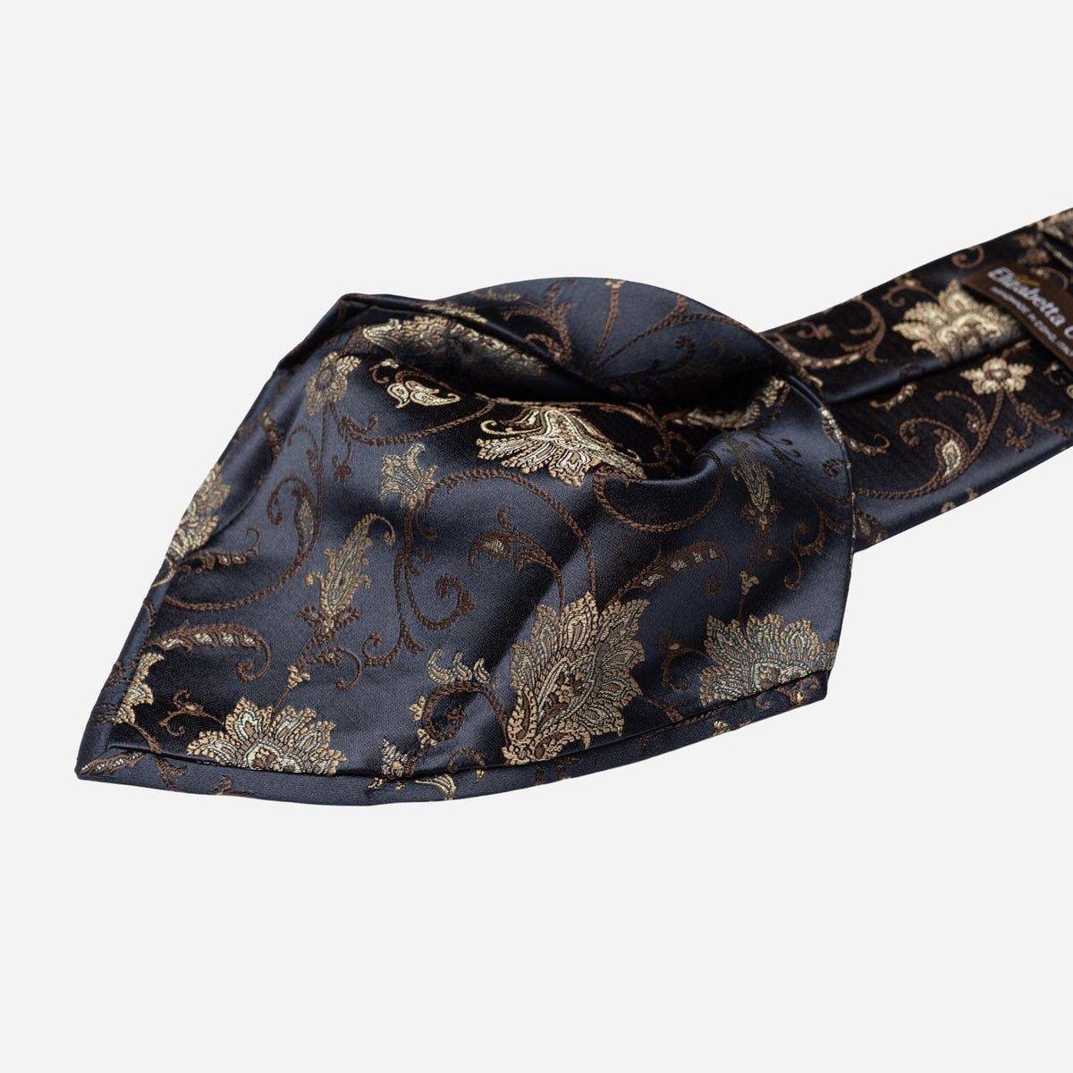 Italian Handmade Dark Blue Floral Silk Tie
