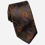 Designer Brown Paisley Silk Tie