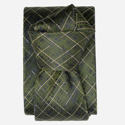 Handmade Italian Designer Green Silk Tie