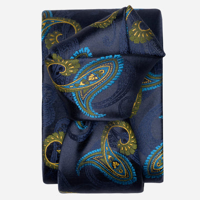 Designer Navy Paisley Silk Tie
