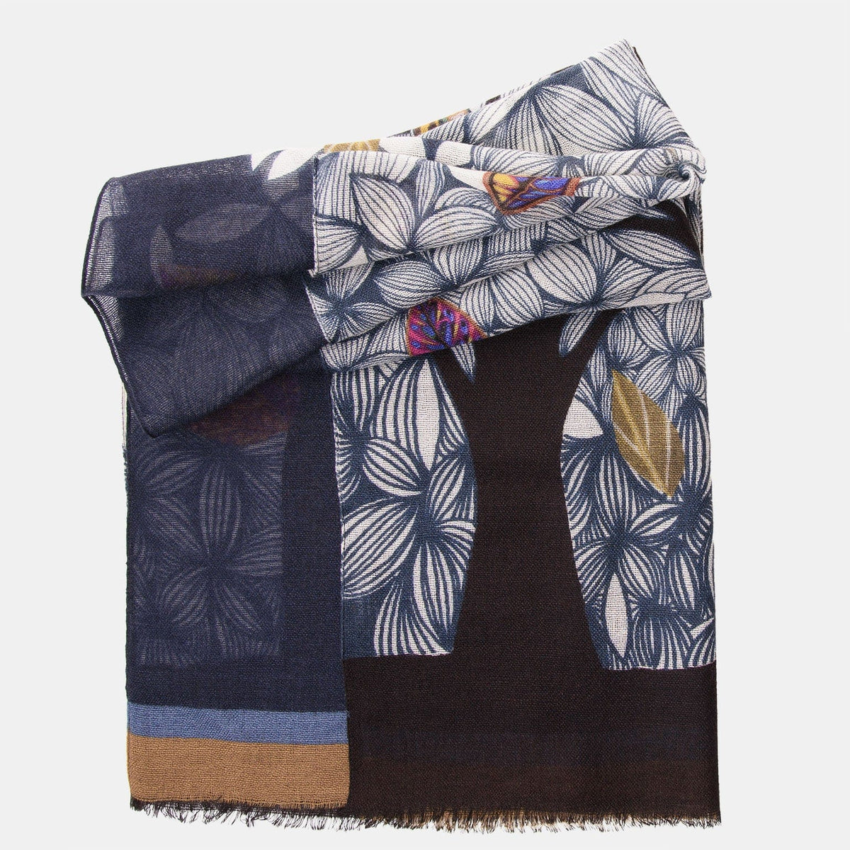 Navy Lightweight Soft Italian Wool Scarf