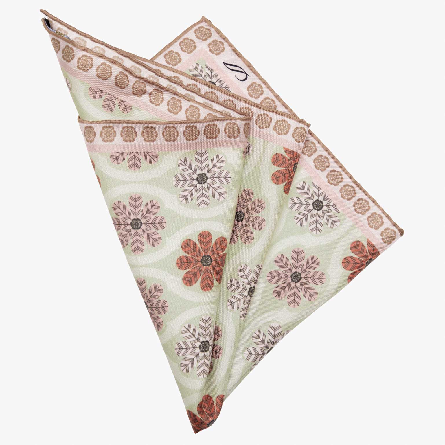 Mint & Blush Silk Italian Pocket Square