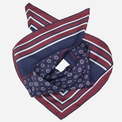 Navy Italian Designer Silk Neckerchief