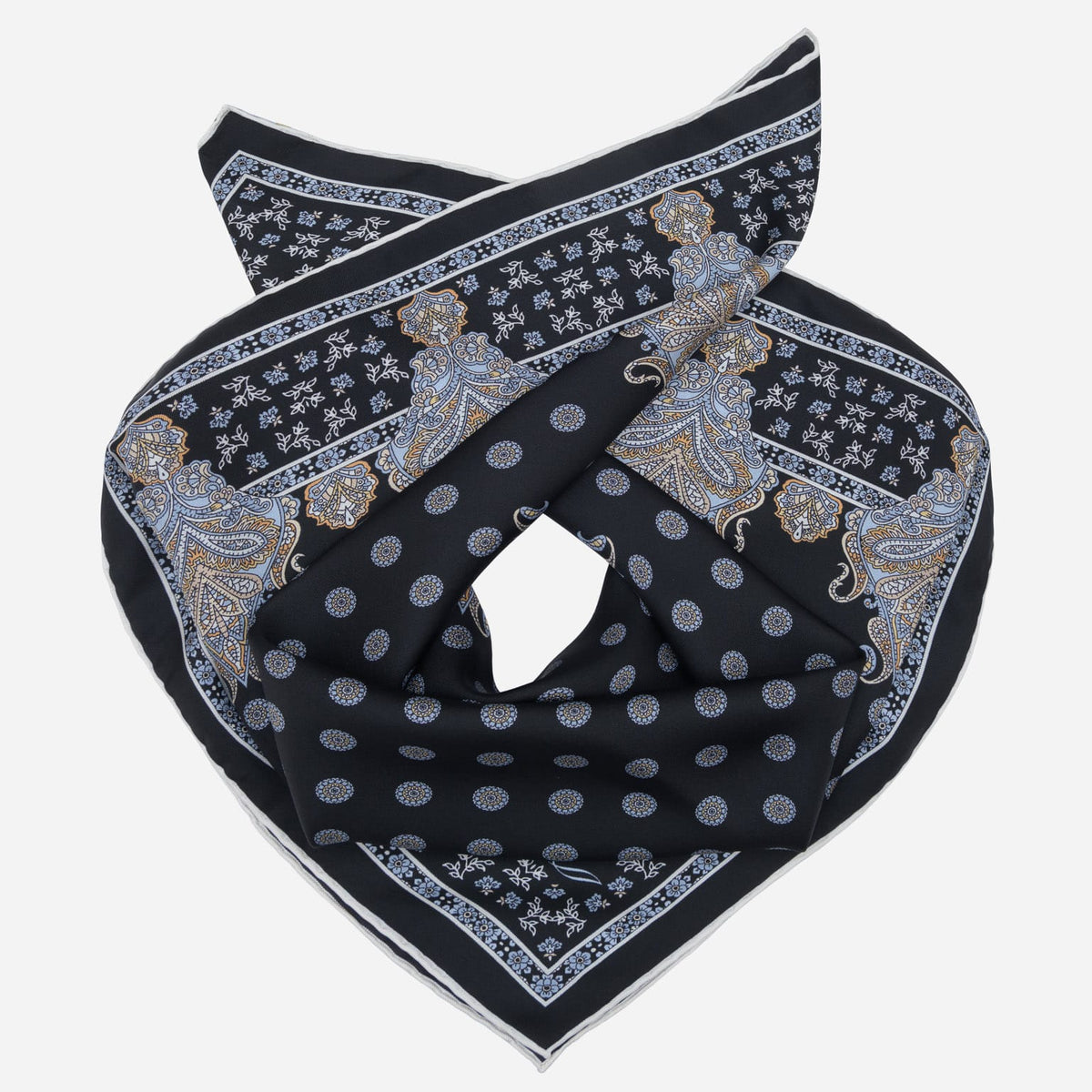 Black Hand-Rolled Italian Silk Neckerchief