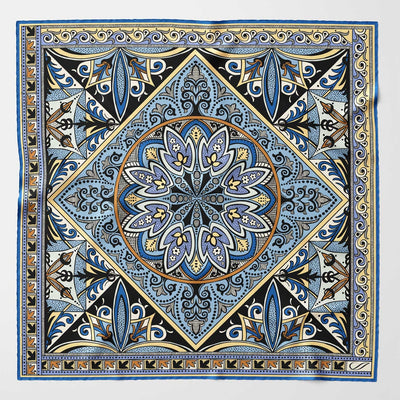 Blue Handrolled Italian Silk Neckerchief