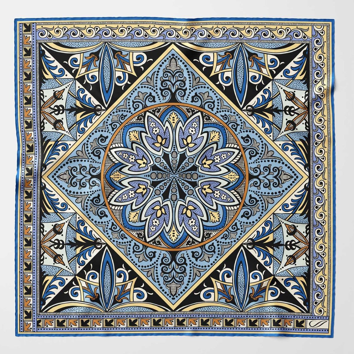 Blue Handrolled Italian Silk Neckerchief