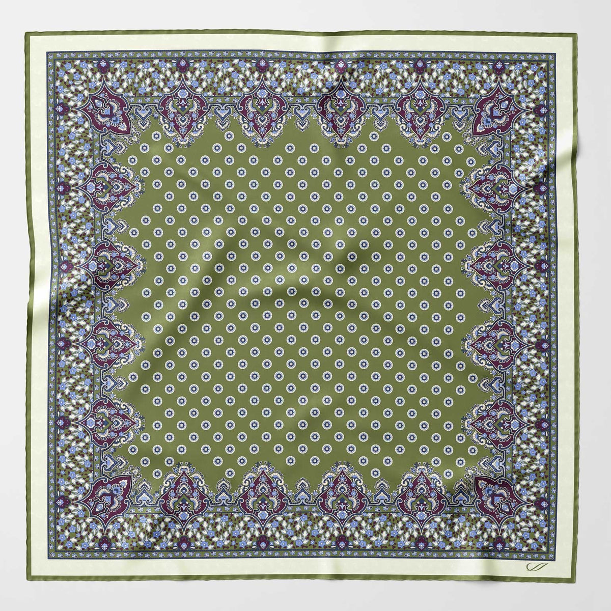 Green Hand-Rolled Italian Silk Neckerchief