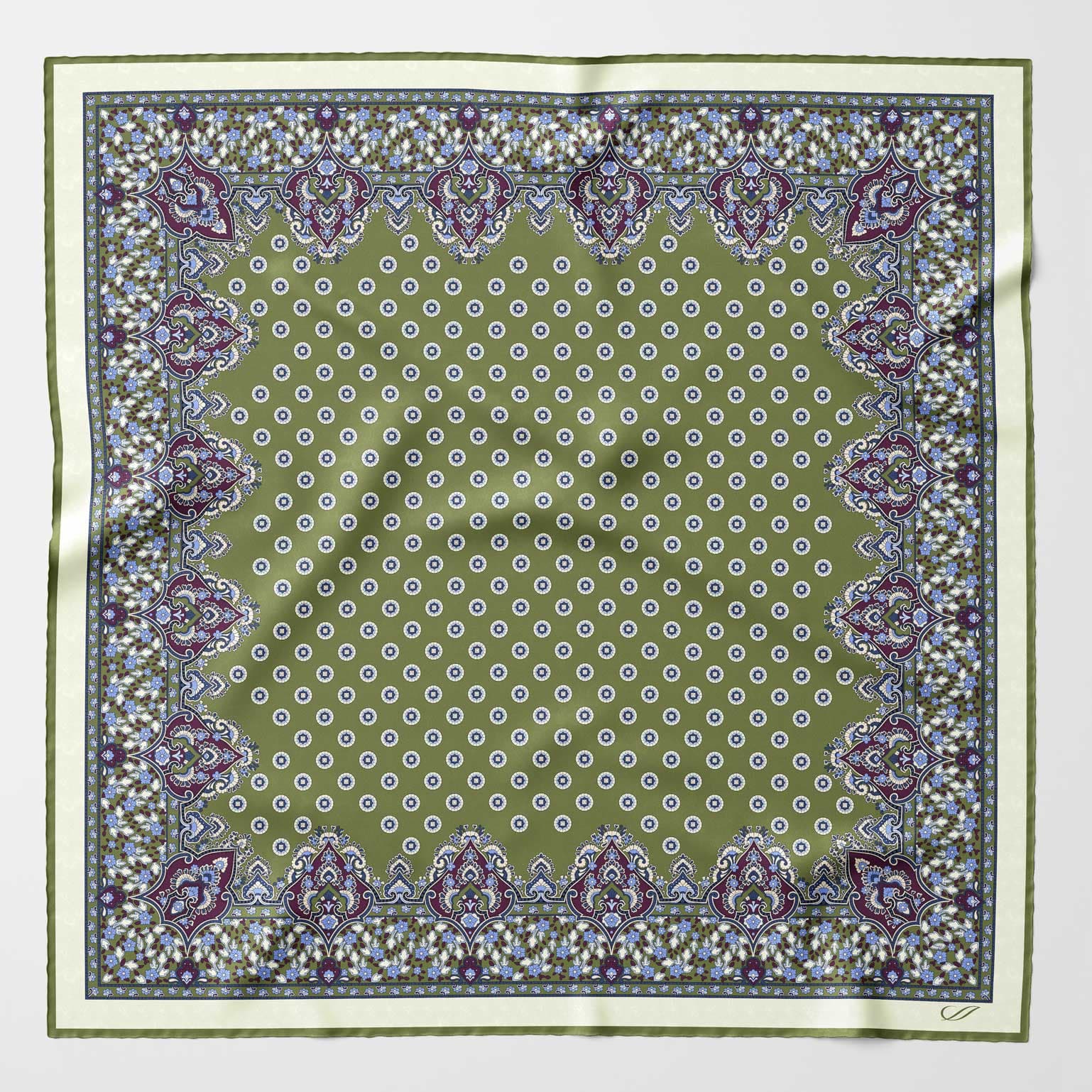 Green Hand-Rolled Italian Silk Neckerchief