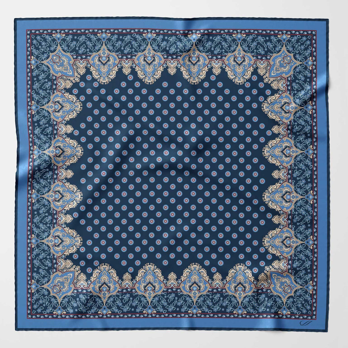 Navy Hand-Rolled Italian Silk Neckerchief